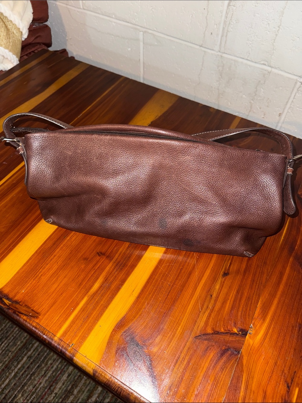 Fossil Dark Brown Pebbled Leather Shoulder Bag
